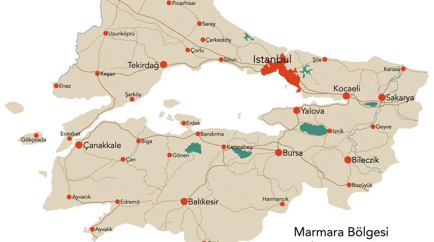 Marmara Bölgesi haritası nasıl? Marmara Bölgesi’ndeki illeri ve sınırları gösteren siyasi haritasında neler var?