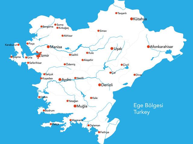 Ege Bölgesi haritası nasıl? Ege Bölgesi’ndeki illeri ve sınırları gösteren siyasi haritasında neler var?
