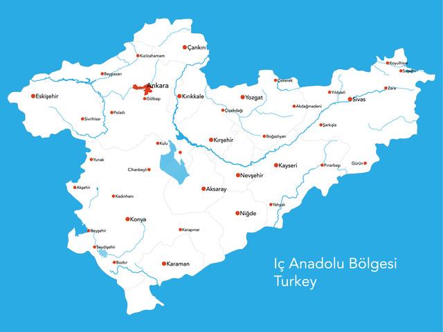 İç Anadolu Bölgesi haritası nasıl? İç Anadolu Bölgesi’ndeki illeri ve sınırları gösteren siyasi haritasında neler var?
