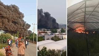 Geri dönüşüm tesisinde korkutan yangın! Gökyüzünü duman kapladı