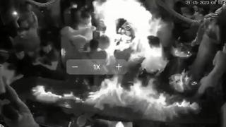 Gece kulübünde bir anda alevler içinde kaldılar! Dehşet anları kamerada