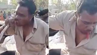 Mide bulandıran anlar! Canlı yılanın kafasını kopartıp çiğ çiğ yedi... Saniye saniye kaydedilip paylaşıldı