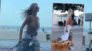 Bir gören bir daha baktı! Üzerini çıkartarak yarı çıplak köpeklerini gezdirdi... Kimseye aldırış etmeden yürüdü