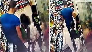 Markette kız çocuğuna taciz! İğrenç olay kamerada