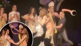 Karısının güzellik yarışmasında ikinci olmasını hazmedemedi! Sahneye atlayan adam tacı paramparça etti