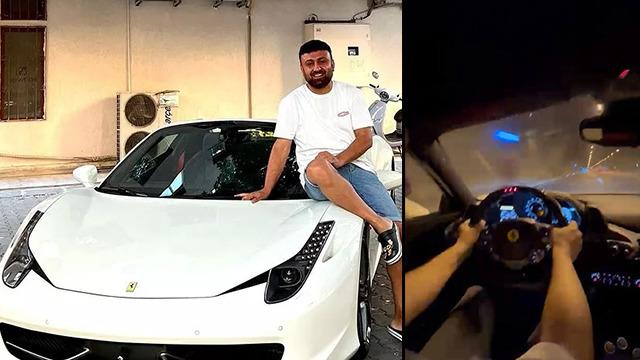 Ünal Turan ve Ceylan Koynat kaza yaptı! İşte Ferrari'si ile son sürat giden ünlü fenomenin kaza anı