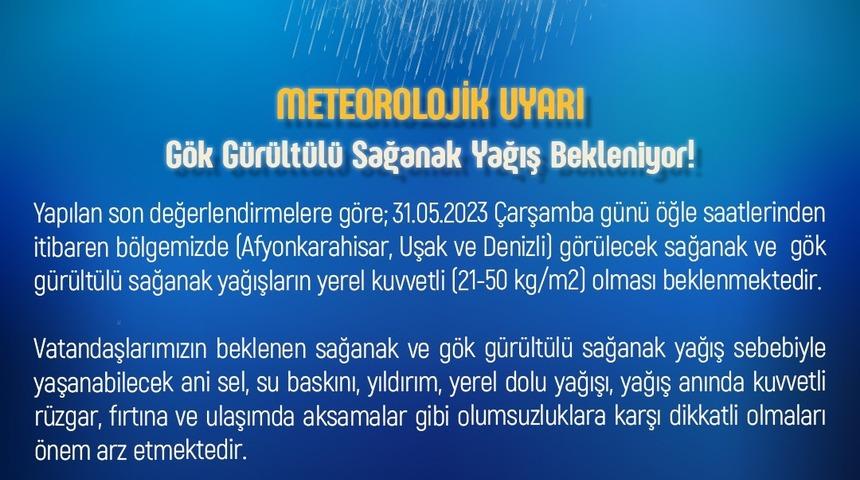 Uşak&rsquo;a şiddetli yağış uyarısı