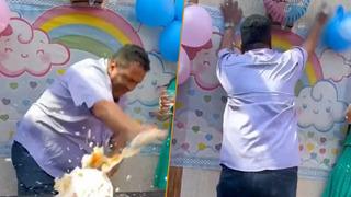 Bebeğinin cinsiyetini beğenmeyen baba partiyi birbirine kattı! Pastayı yumrukladı, süsleri parçaladı...