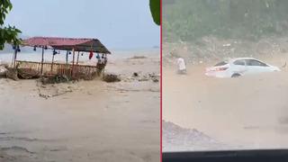 Antalya'da sel! Araç sel sularıyla birlikte sürüklendi