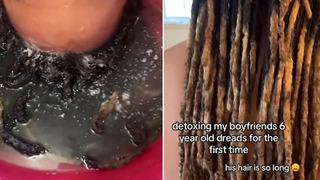 Erkek arkadaşının 6 yıldır yıkanmayan saçını yıkadı! Daha dolgun ve uzun görünüyor