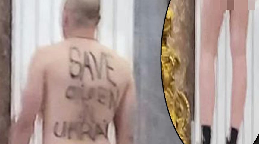 Ayakkabıları ve çorapları dışında her şeyi çıkarttı! Tapınakta çıplak yaptığı protesto olay yarattı