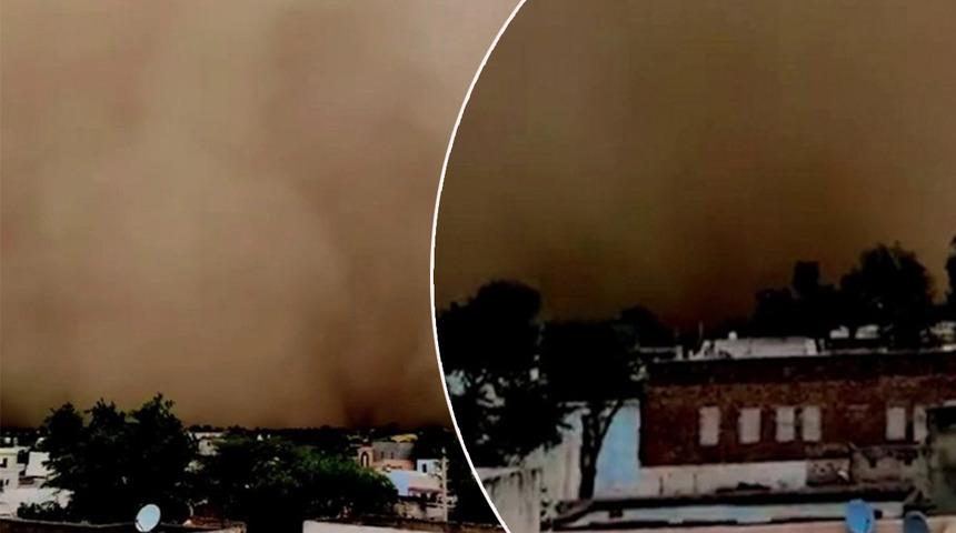 Gündüzken bir anda zifiri karanlık oldu! Hindistan’daki toz fırtınası sosyal medyada gündem yarattı