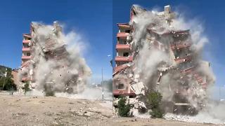 Tek dokunuşla yerle bir oldu! Ortalık toz bulutu ile kaplandı... O anlar kamerada