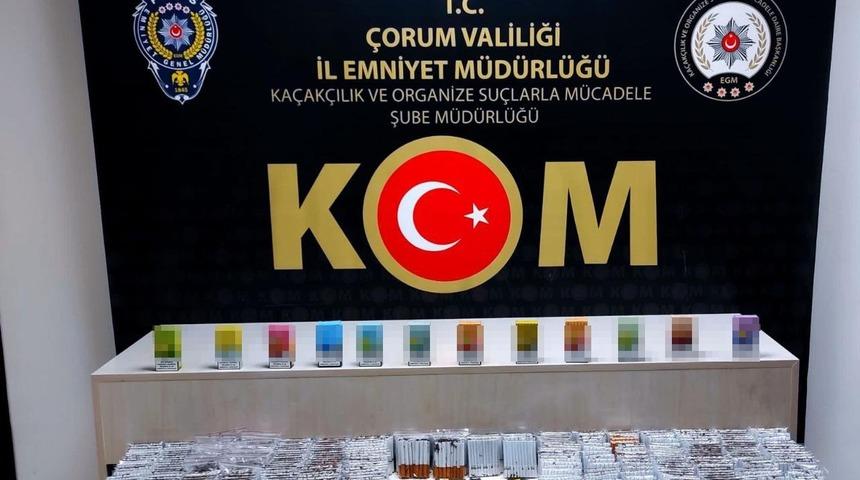 Çorum polisinden kaçak silah ve sigara operasyonu