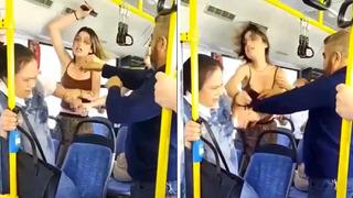 Belediye otobüsünde kadın kavgası kamerada! Önce küfür ettiler, sonra birbirlerine girdiler