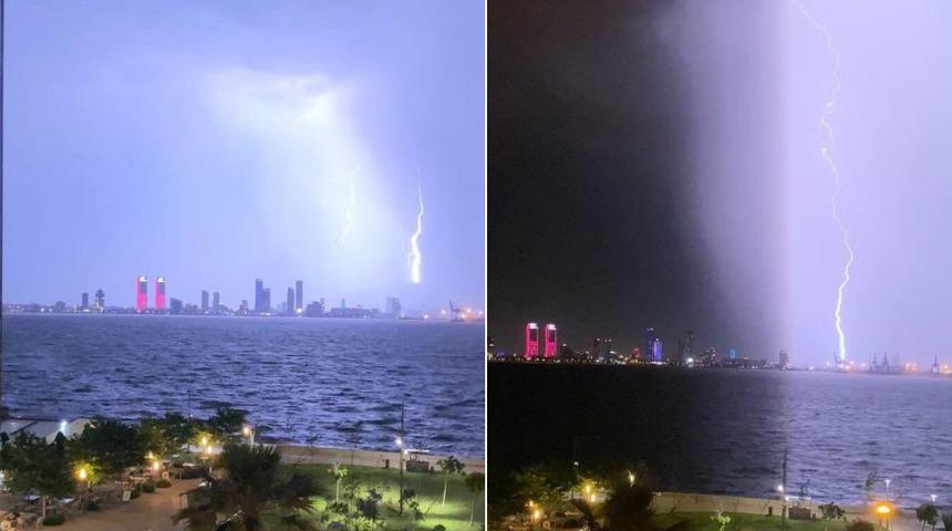 İzmir'de sağanak etkili oldu! Şimşekler geceyi aydınlattı