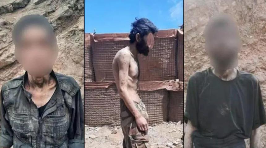 Teslim olan PKK'lı teröristlerin görüntüleri ortaya çıktı! Açlıktan bağırsakları delinmiş