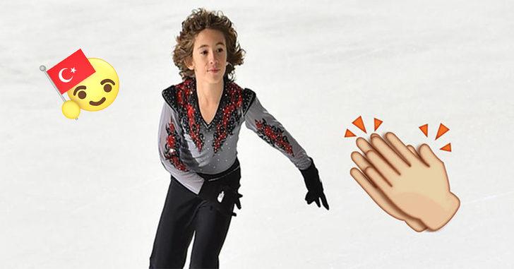 As bayrakları as: 12 yaşındaki Efe buz pateninde d&uuml;nya rekoru kırarak hepimizi gurulandırdı