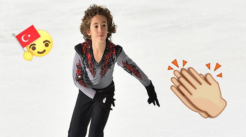 As bayrakları as: 12 yaşındaki Efe buz pateninde d&uuml;nya rekoru kırarak hepimizi gurulandırdı