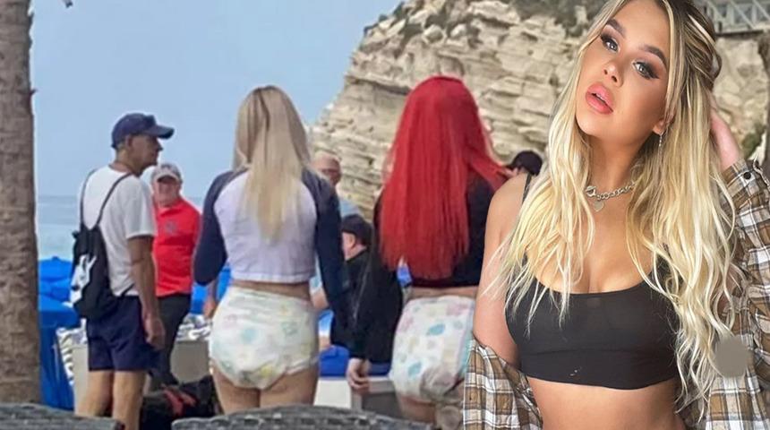 Bir gören bir daha baktı! Sokak ortasından bebek beziyle dolaşan modeller herkesi şaşkına çevirdi