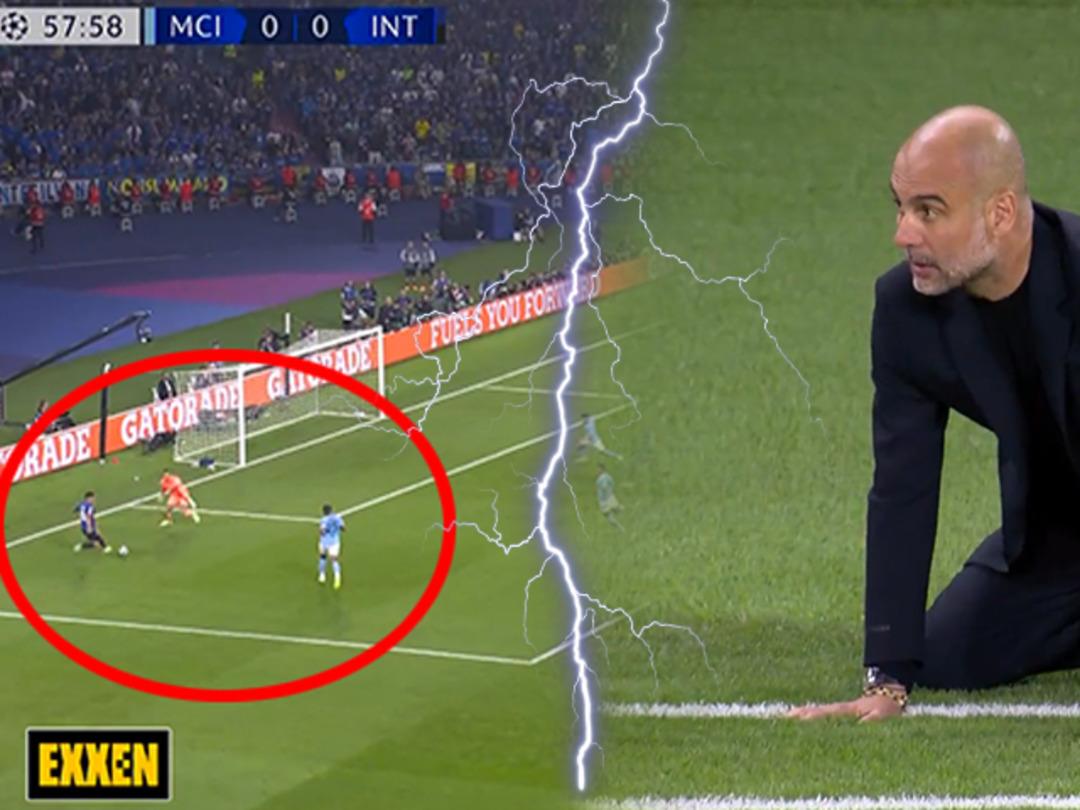 Son dakika: Manchester City - Inter finalinde ka&ccedil;an pozisyon, izleyenleri şaşkına &ccedil;evirdi! Pep Guardiola, o anları yerde takip etti...