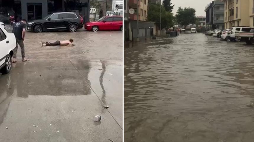 Bursa ve ilçelerinde sağanak yağış hayatı felç etti! Caddeler göle döndü, ev ve iş yerlerini su bastı