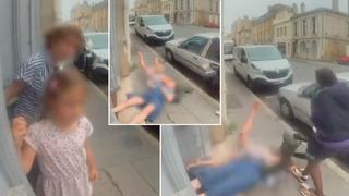 Evlerinin önünde bir anda yaşlı kadına ve torununa saldırdı! Kollarından tutup yere attı, yetmedi yerlerde sürükledi