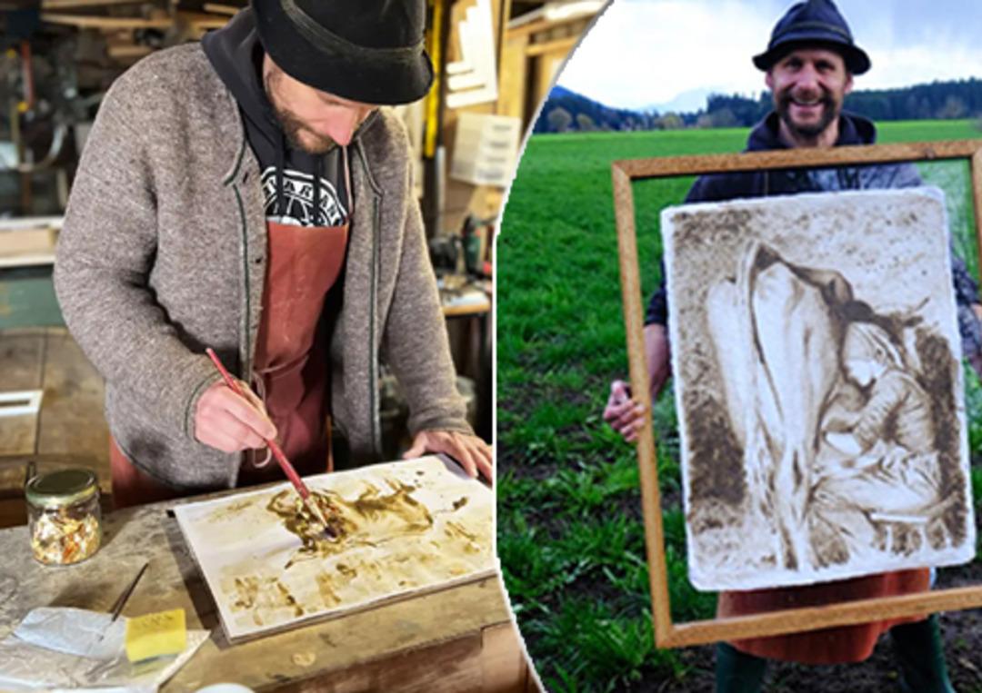 İnek dışkısından sanat eserleri yaratıyor! Bir g&ouml;ren bir daha bakıyor... Kullandığı malzemeye inanamayacaksınız