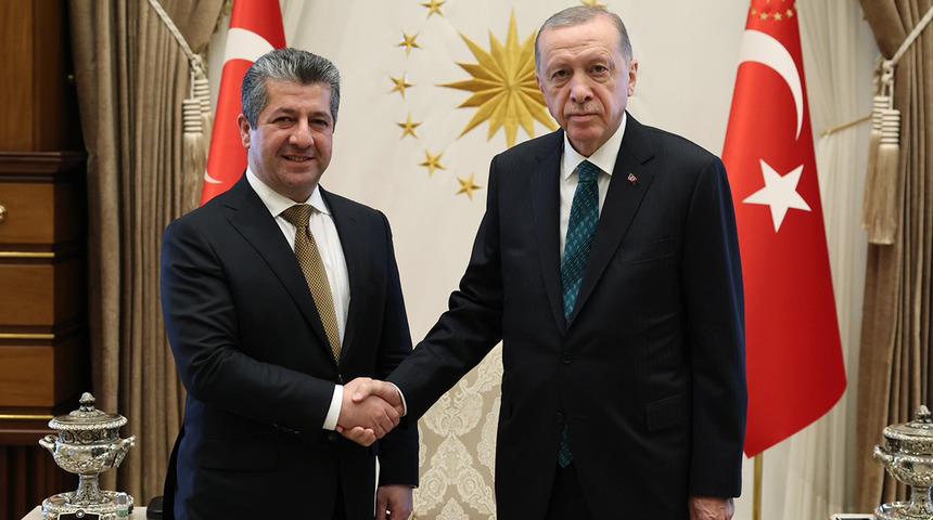 Erdoğan'dan Beştepe'de kritik kabul! IKBY Başbakanı Barzani ile görüştü