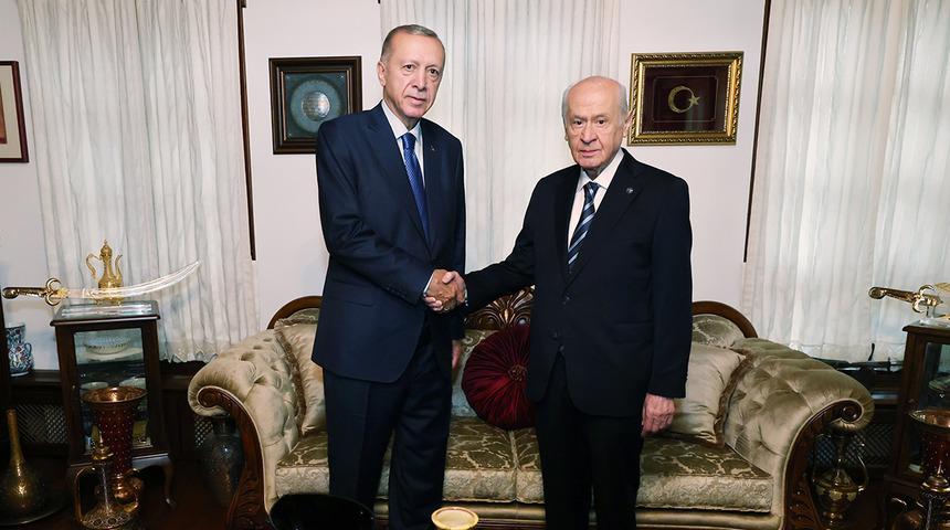 Erdoğan'dan sürpriz ziyaret! Bahçeli'nin konutunda bir araya geldiler