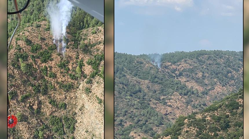 Marmaris'te korkutan orman yangını! Karadan ulaşılamayan b&ouml;lgede başladı, u&ccedil;aklar ve helikopterler devreye girdi