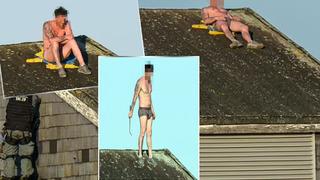 Mahkum yarı çıplak hapishanenin çatısına çıkıp protesto yaptı! Güneşlenir gibi uzandı... Polisler ikna etmek için saatlerce uğraştı