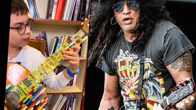 Dünyaca ünlü rock grubu Guns N’roses’in gitaristi Saul Hudson, Türk öğrenciyi paylaştı! Legodan yaptığı gitarıyla resmen şov yaptı