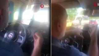 Farklı adrese götürmeye çalışan taksiciyi böyle görüntüledi! Polisi görünce... Dur diyorum sana! Niye kaçıyorsun?