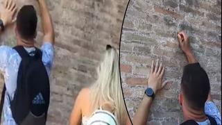 Roma’daki 2000 yıllık kolezyum duvarlarına aşkını ilan etmek istedi! Sevgilisi ve kendi ismini yazarken suçüstü yakalandı