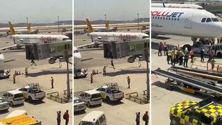 Sabiha Gökçen Havalimanı'nda hareketli dakikalar kamerada! Uçağı kaçıran İsrailli baba ve oğlu, ortalığı ayağa kaldırdı