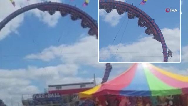 ABD'de eğlence treninde korku dolu anlar! Saatlerce baş aşağı kurtarılmayı beklediler