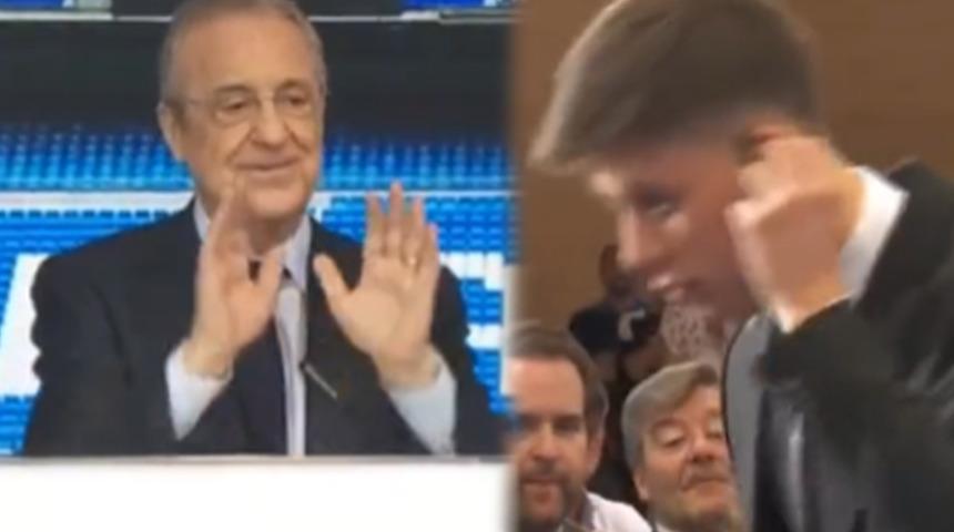 Real Madrid'in basın toplantısına damga vuran an! Arda Güler heyecanlanınca 'dur' işareti yaptı ama görülmedi...