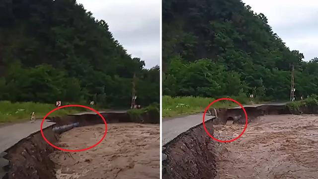 Ordu’daki heyelanda ana su borusu patladı! O anlar kamerada