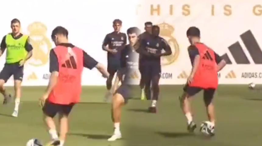 Antrenmanın en beğenilen oldu! Arda Güler, Real Madrid'de de parlamaya devam ediyor! Öyle bir pas verdi ki...