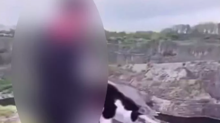 Skandal görüntüler! Kediyi uçurumdan aşağıya attığı anları saniye saniye kaydedip paylaştı 