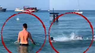 Köpek balığı sanıp taşladılar, gerçek çok başka çıktı! Antalya'da deniz kıyısında panik anları: Apar topar sudan çıktılar