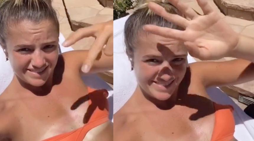 Beyaz çizgilerinden kurtulmak istedi... Arka bahçesinde güneşlendiği anları paylaştı! “Komşularım beni izliyor”