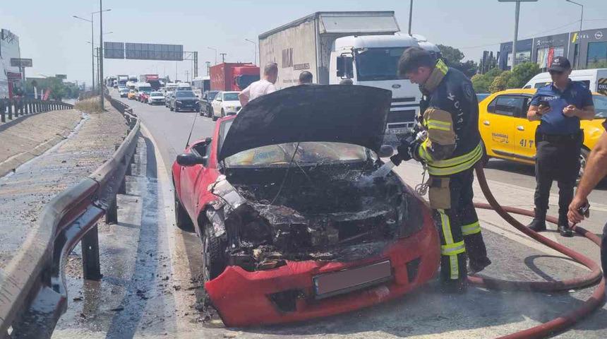 Bugün satın almıştı... Dönüş yolunda araba alev alev yandı