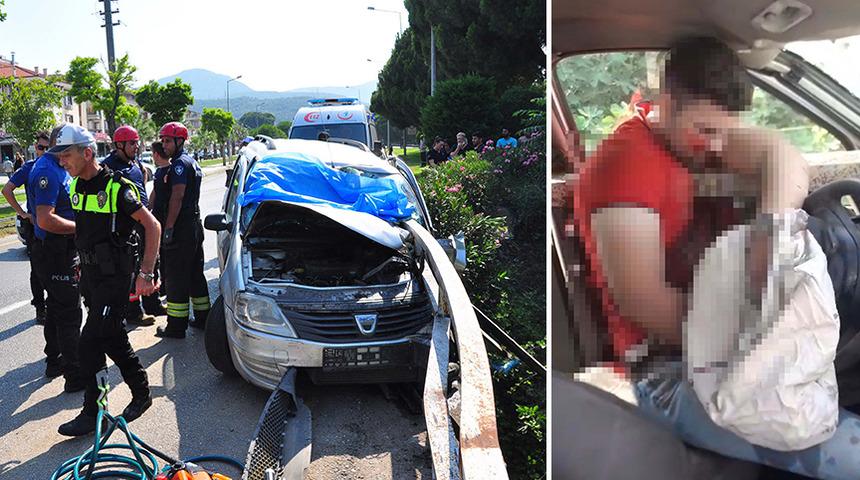 Dehşete düşüren kaza! Köprünün demir korkuluğu ok gibi saplandı