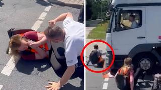 Öfkeli şoför iklim aktivistlerini önce tartakladı ardından aracıyla çiğnemeye çalıştı! Dehşet anları saniye saniye kaydedildi!