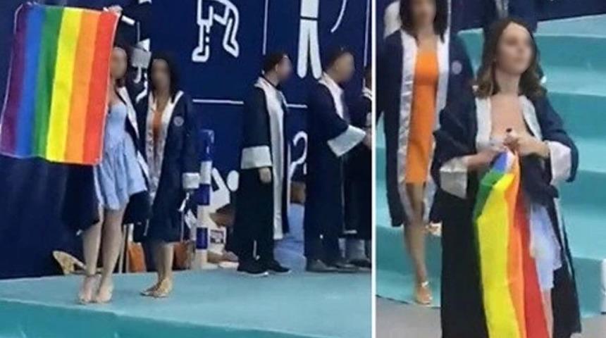 'Resmi işlemler başlatılmıştır' Mezuniyet töreninde açılan LGBT bayrağı ile ilgili üniversiteden açıklama