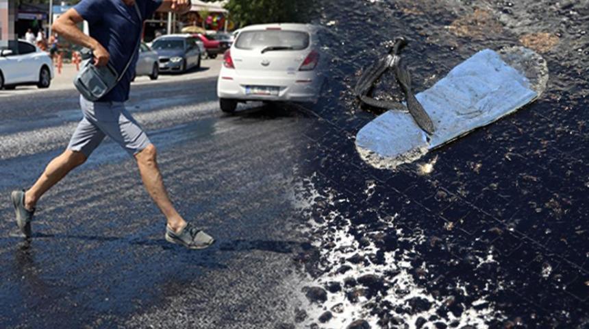 Şaşırtan görüntü... Vatandaşlar zor anlar yaşadı! Terlikleri yola yapıştı