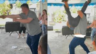 Damat düğünde kayınpederiyle dans etmek istedi! İşler bir anda kontrolden çıktı... Kucağına alıp ters döndürdü