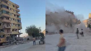 Meraklı gözlerle, film gibi izlediler! Binanın çökmesiyle neye uğradıklarını şaşırdılar... O anlar kamerada